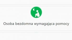 Ikona ze zgłoszeniem „Osoba bezdomna wymagająca pomocy” z Krajowej Mapy Zagrożeń Bezpieczeństwa
